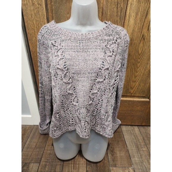 ILLA ILLA Slouchy Cropped Sweater split back thick knit Light Purple 100%Acrylic - Picture 1 of 6